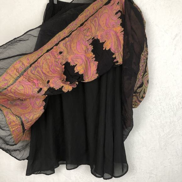 COLDWATER CREEK Midi Skirt Sz S‎ Black Sheer Layered Paisley Whimsigoth Vamp EUC - Picture 7 of 9